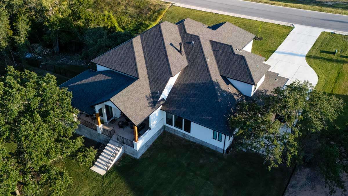 Bijou Builds custom home in Austin, Texas — aerial view